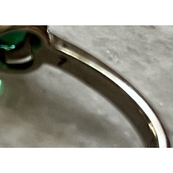 Sterling Silver Birthstone Heart Cross Ring Size 7 Adjustable Green May - Picture 6 of 6